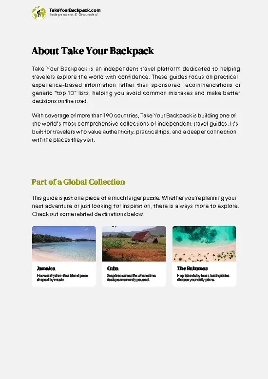 example page 1 from our offline Travel Guide for Cayman Islands